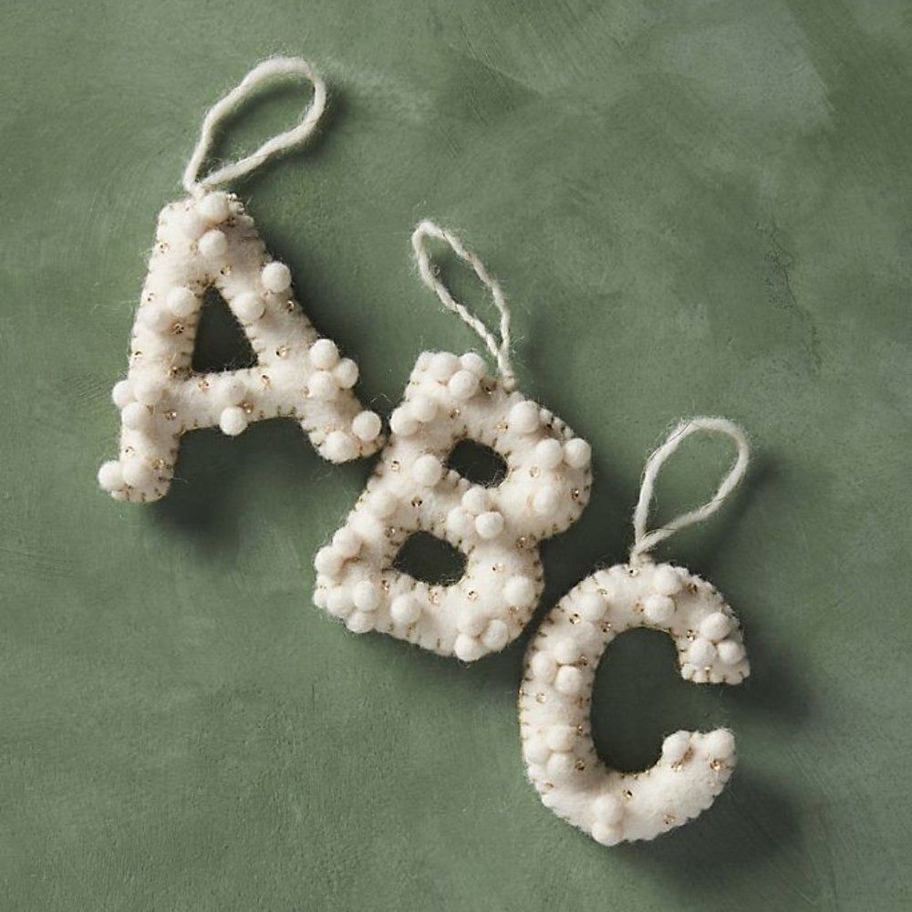 ANTHROPOLOGIE Holly Pommed Ornament Letter V - Picture 2 of 4